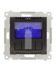 Simon 54 Regulator temperatury z wyświetlaczem (czujnik wewnętrzny lub sonda) antracyt, metalizowany DETD1A.01/48 2