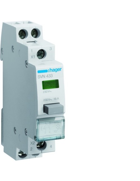 Przełącznik przyciskowy 2NO LED zielona Ith16A 230VAC SVN433 Hager