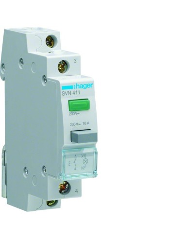 Przycisk sterowniczy 1NO LED zielona Ith16A 230VAC SVN411 Hager