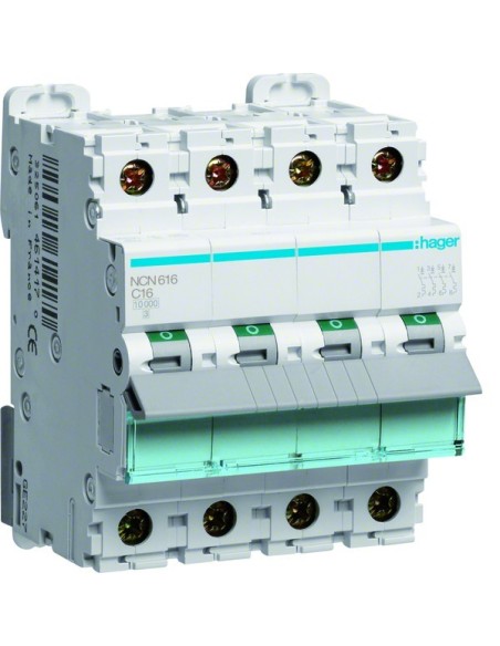 MCB Wyłącznik nadprądowy Icn10000A / Icu15kA 3P+N C 16A NCN616 Hager
