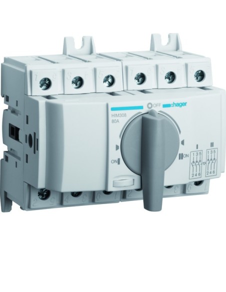Modułowy przełącznik zasilania 3x80A HIM308 Hager