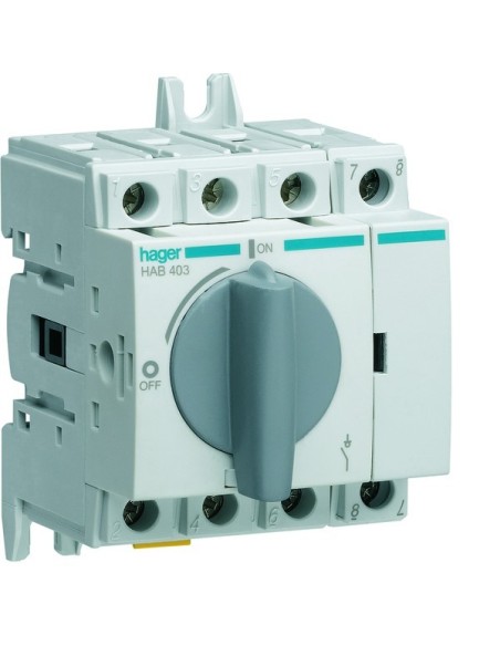Modułowy rozłącznik izolacyjny obrotowy 4P 32A, rozmiar 1 HAB403 Hager