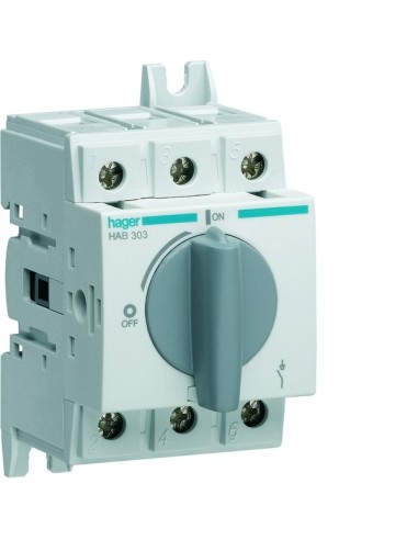 Modułowy rozłącznik izolacyjny obrotowy 3P 32A, rozmiar 1 HAB303 Hager