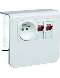 tehalit.SL Nośnik urządzeń 20x55, 2P+E / 2x gniazdo głośnikowe, biały SL20055923F9010 Hager 2