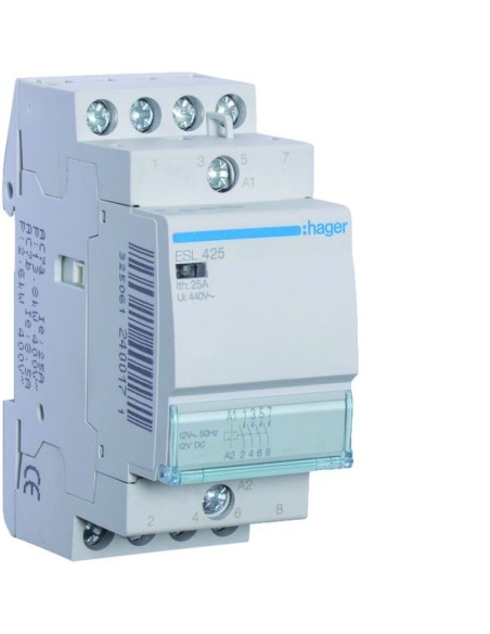 Stycznik 12VAC 4NO 25A AC-7a/b ESL425 Hager