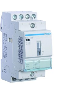Stycznik z możliwością sterowania ręcznego 12VAC 4NO 25A AC-7a/b ERL425 Hager 2