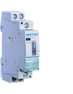 Stycznik z możliwością sterowania ręcznego 12VAC 2NO 40A AC-7a/b ERL240 Hager 2