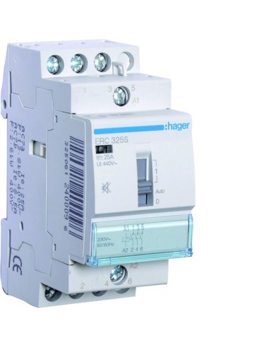 Stycznik cichy z możliwością sterowania ręcznego 230VAC 3NO 25A AC-7a/b ERC325S Hager