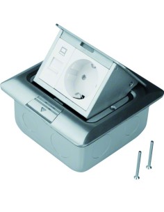 tehalit.VE-EE Puszka podłogowa kwadratowa mała 1? gn. M45 schuko, RJ stal nierdz BSQRJ45R45E Hager 2