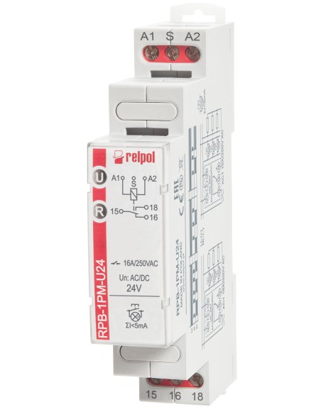 Przekaźnik bistabilny z pamięcią 1P 16A 24 V AC/DC RPB-1PM-U24