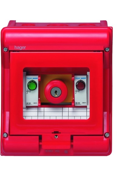 vector Obudowa wyposażona w wyłącznik bezpieczeństwa IP55 czerwony VE105U Hager